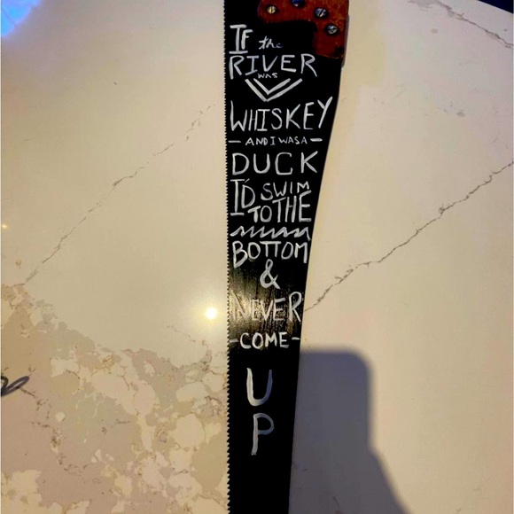 Painted saw about river duck and whiskey